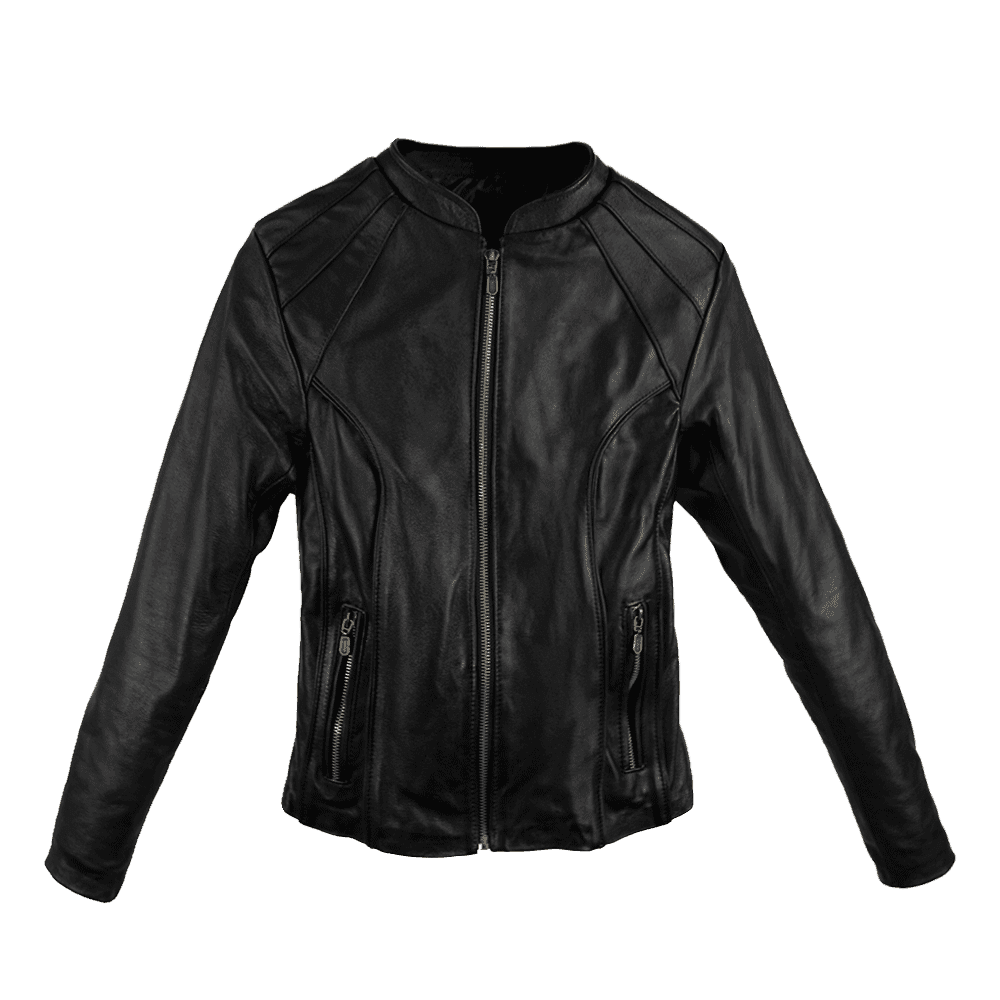 Chamarra de piel color negro