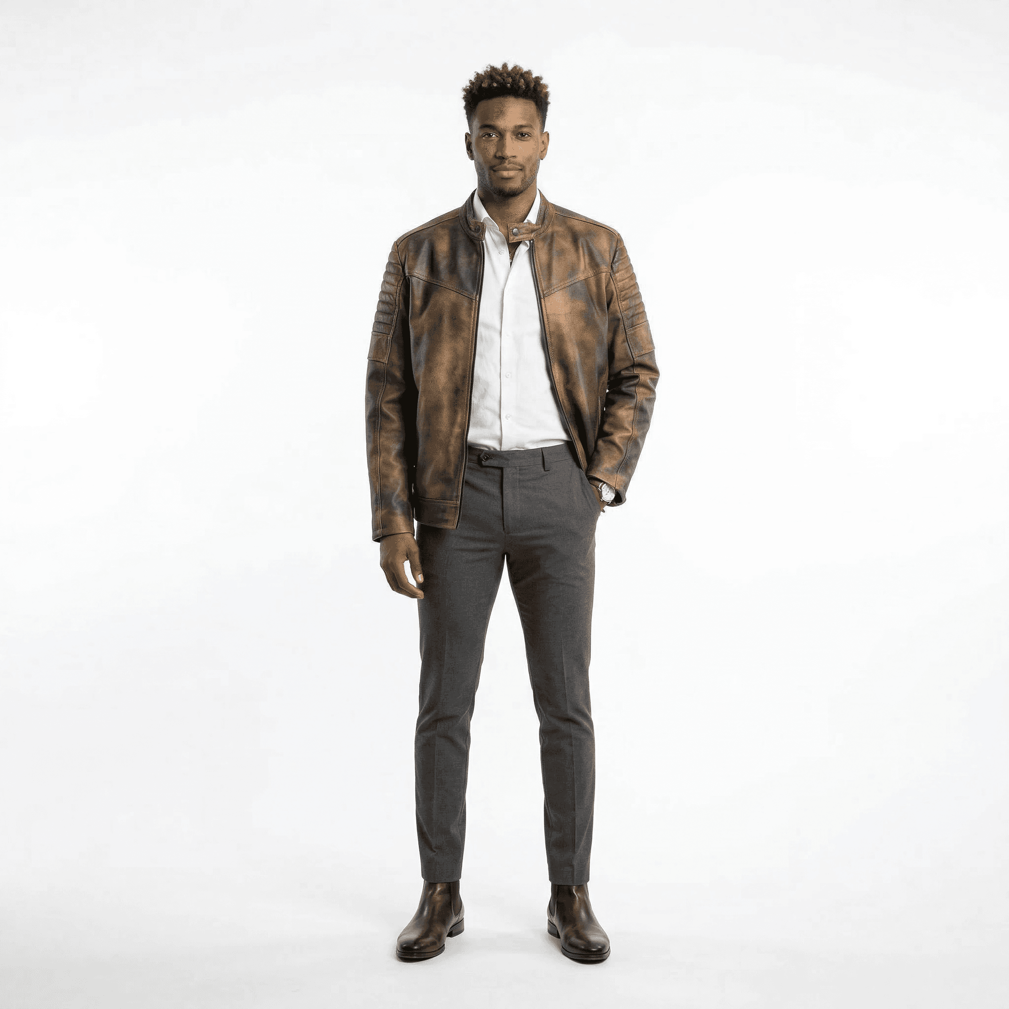 Chamarra de Piel Café Hendrick 