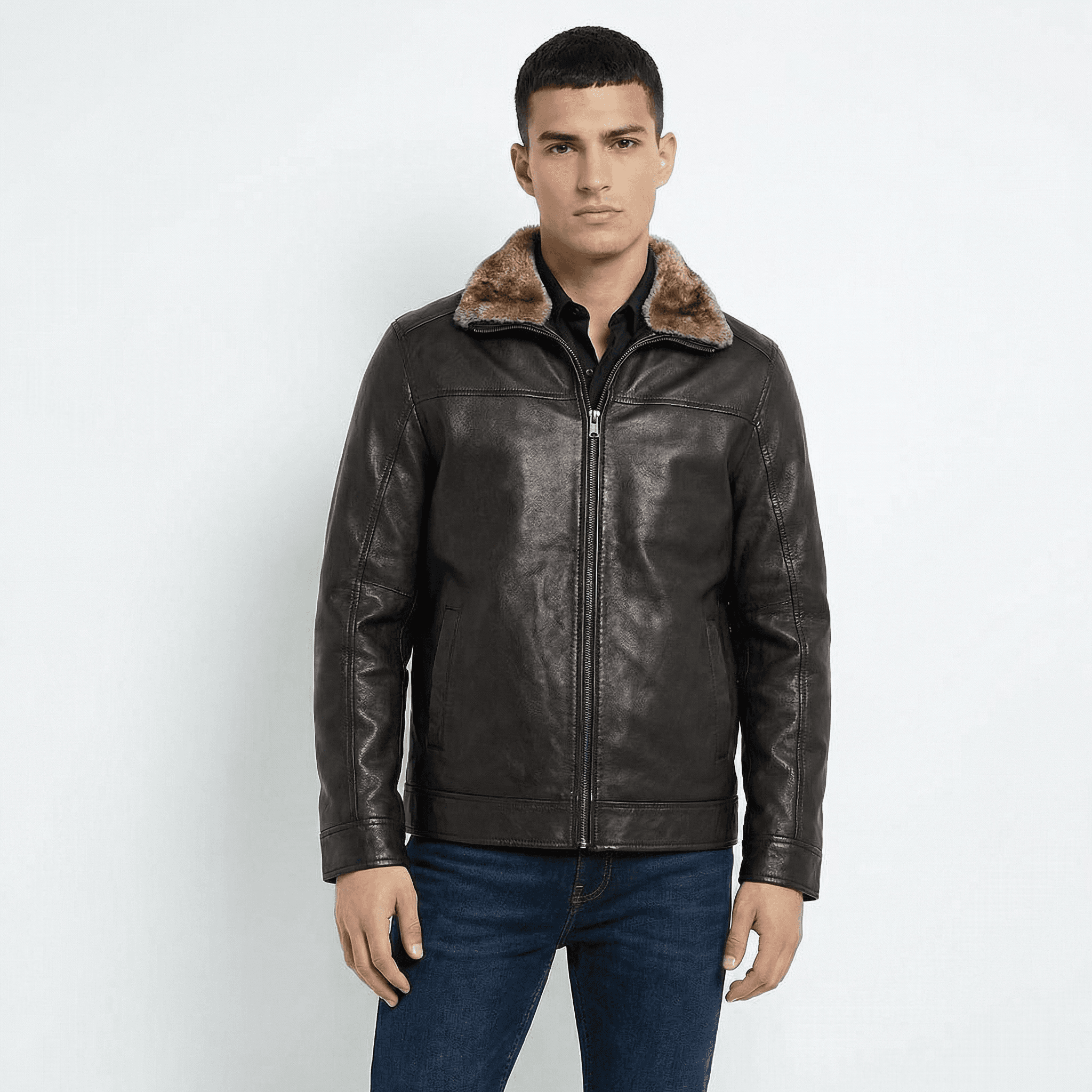 Chamarra de Piel Café Marcos