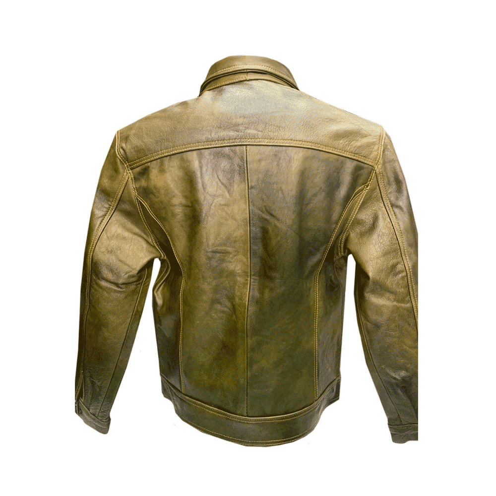 Chamarra para caballero 100% de piel de borrego muy suave, color verde con detallas únicos que resaltan la gran calidad y mano de obra de su próxima chamarra.