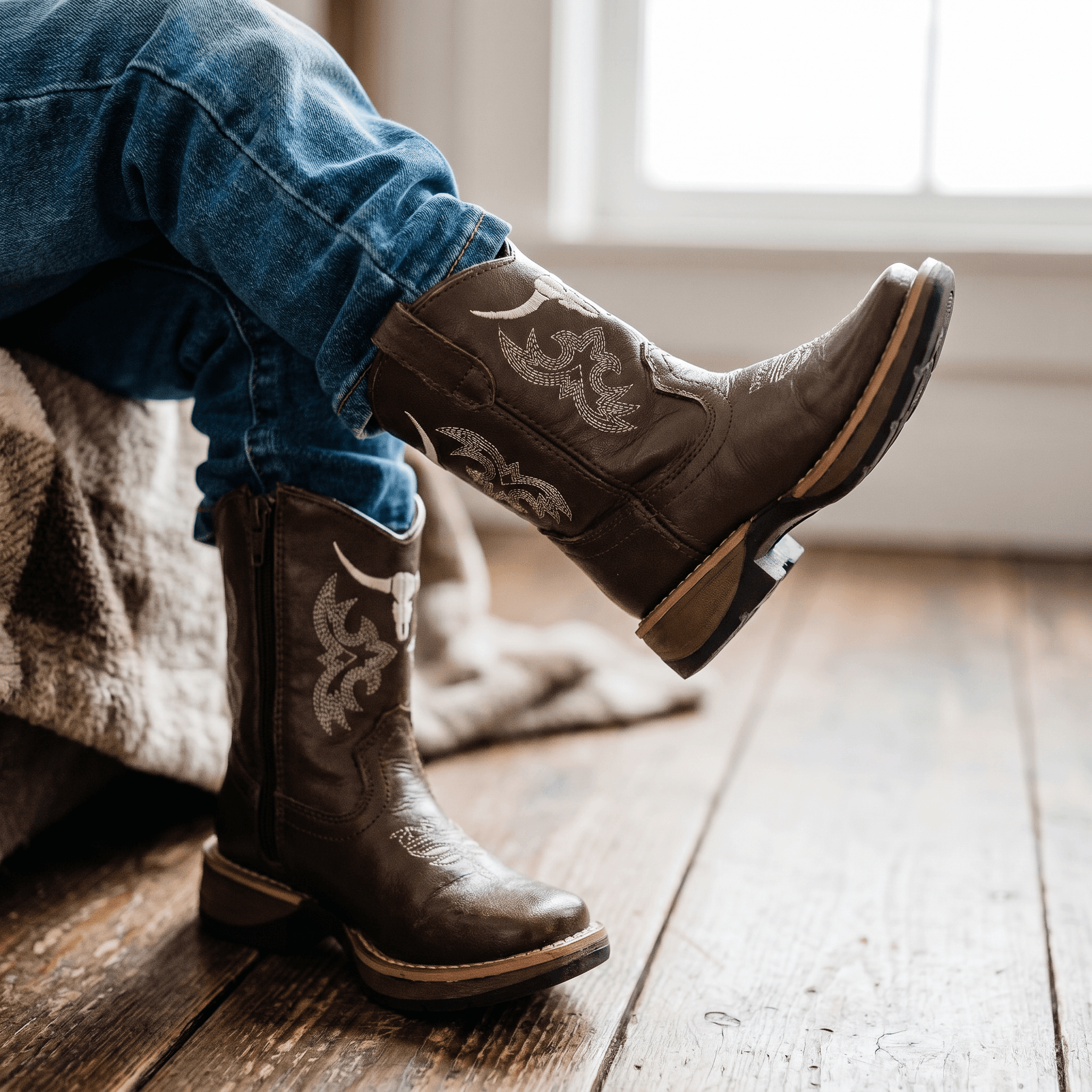 Kids' Brown Leather Cowboy Boots