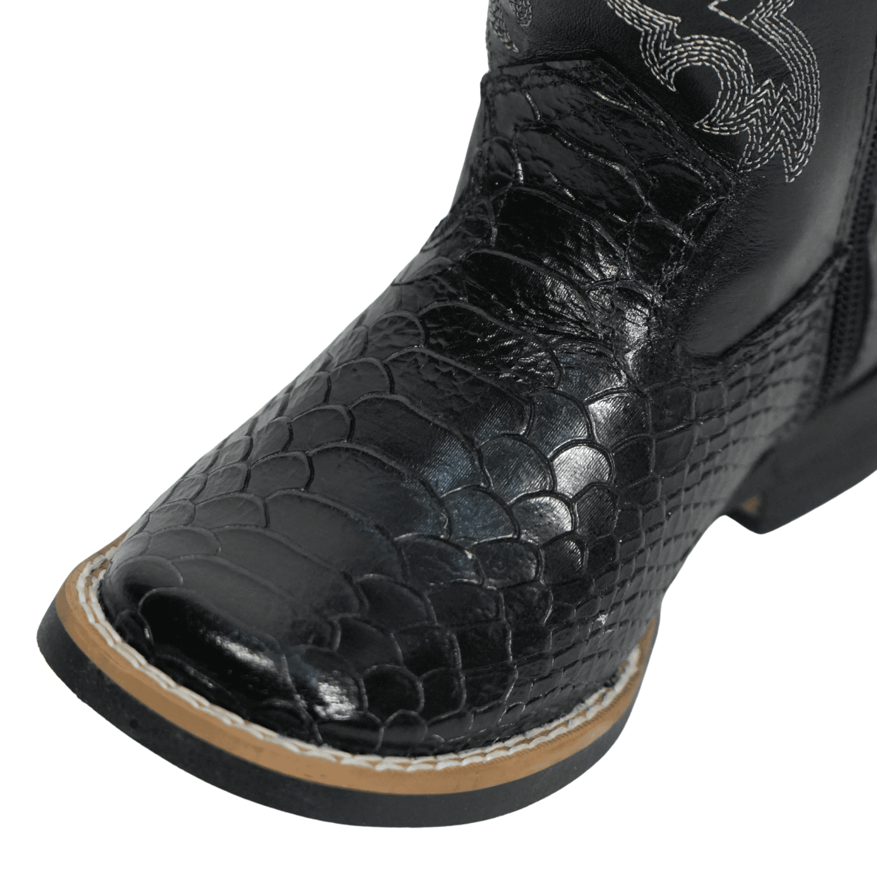 Kids' Black Floter Crocodile Cowboy Boots I