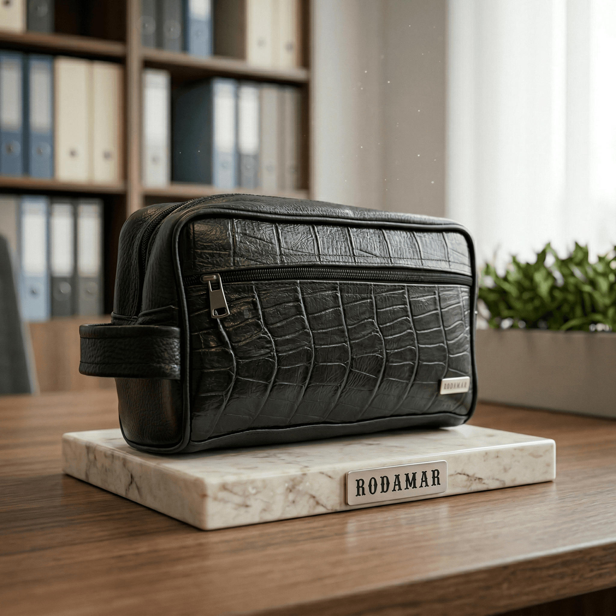 Men's Croco-Embossed Floater Leather Toiletry Bag