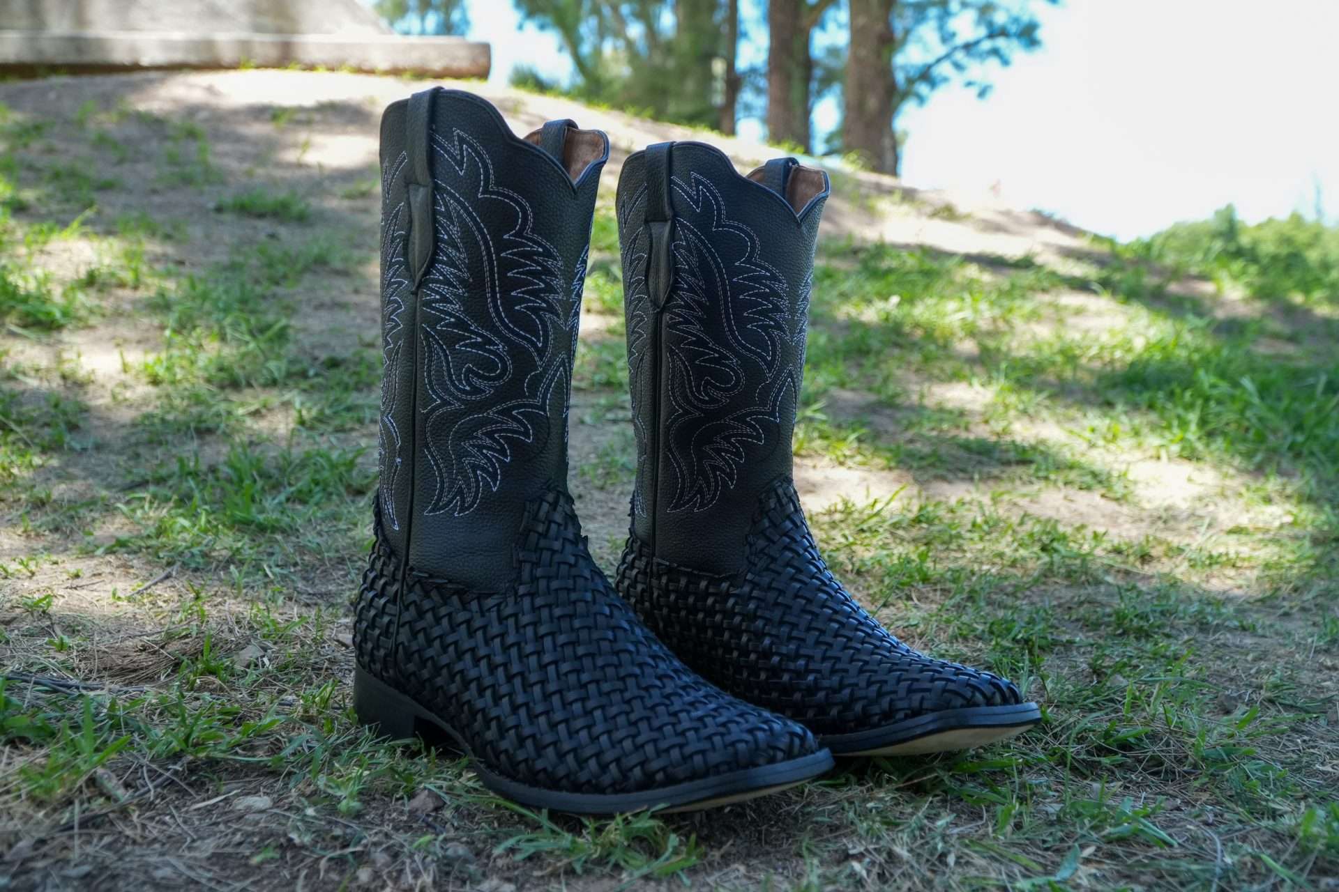 Basket Weave Embossed Cowboy Boots