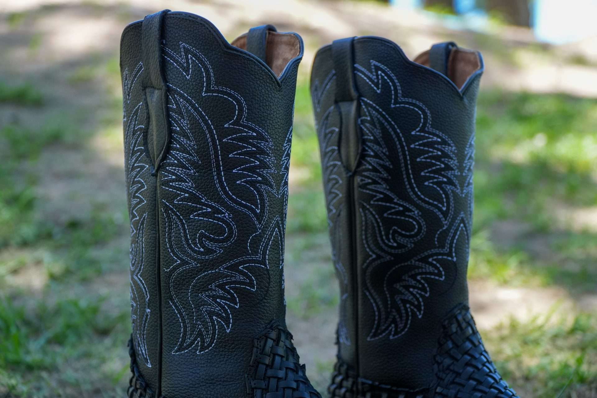 Basket Weave Embossed Cowboy Boots