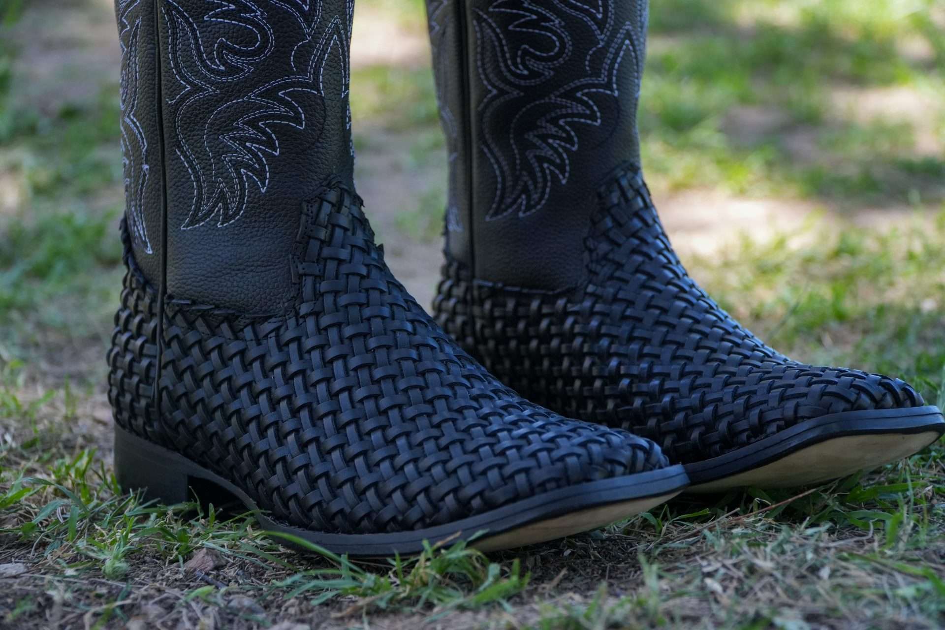 Basket Weave Embossed Cowboy Boots