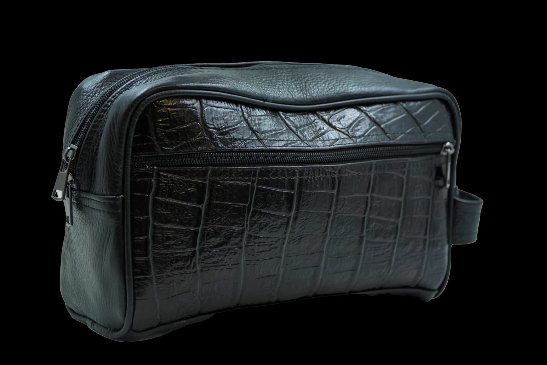 Men's Croco-Embossed Floater Leather Toiletry Bag