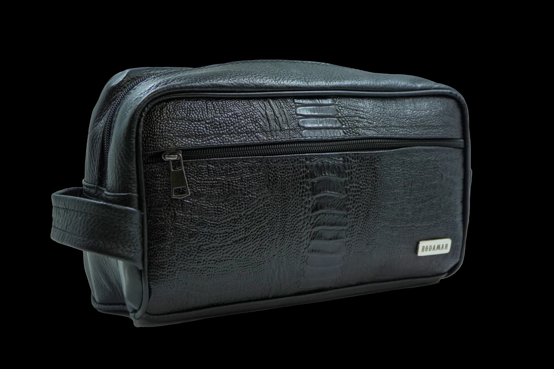 Neceser para Hombre en Piel Floter Grabado de Cocodrilo Negro