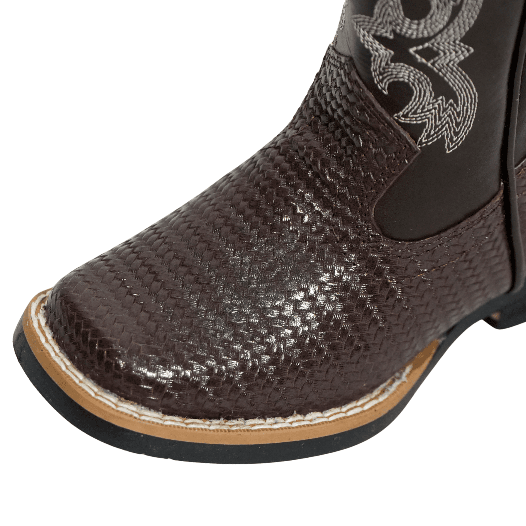 Kids' Brown Basket Weave Cowboy Boots