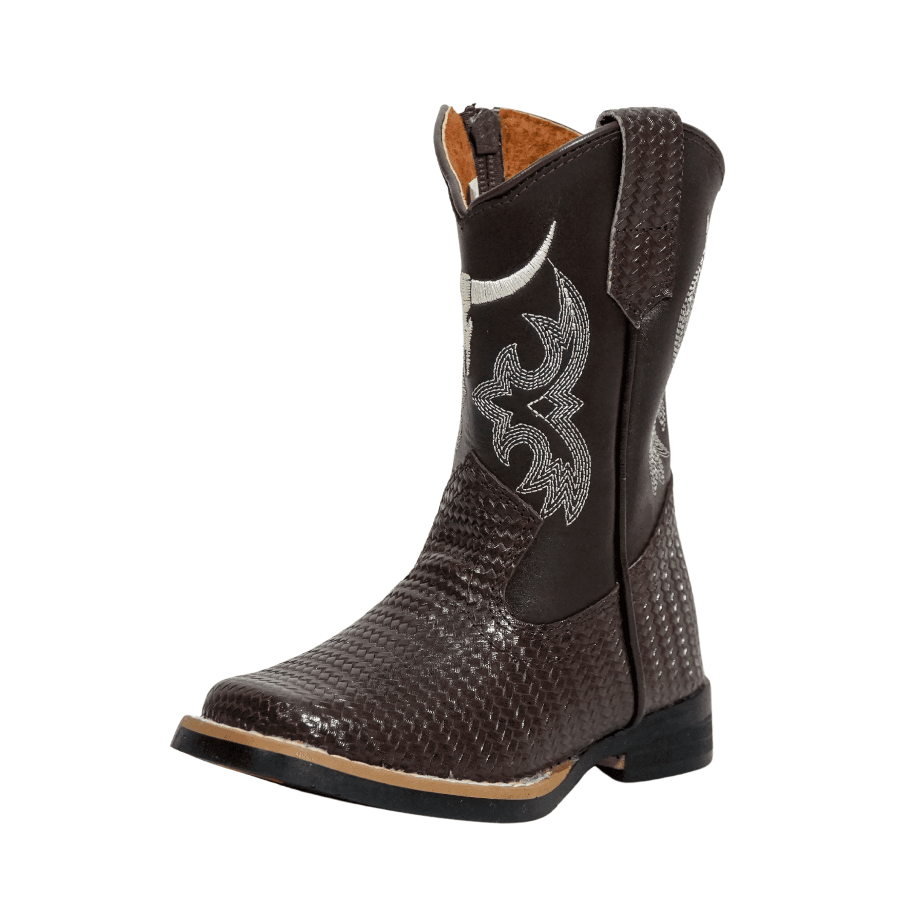 Kids' Brown Basket Weave Cowboy Boots