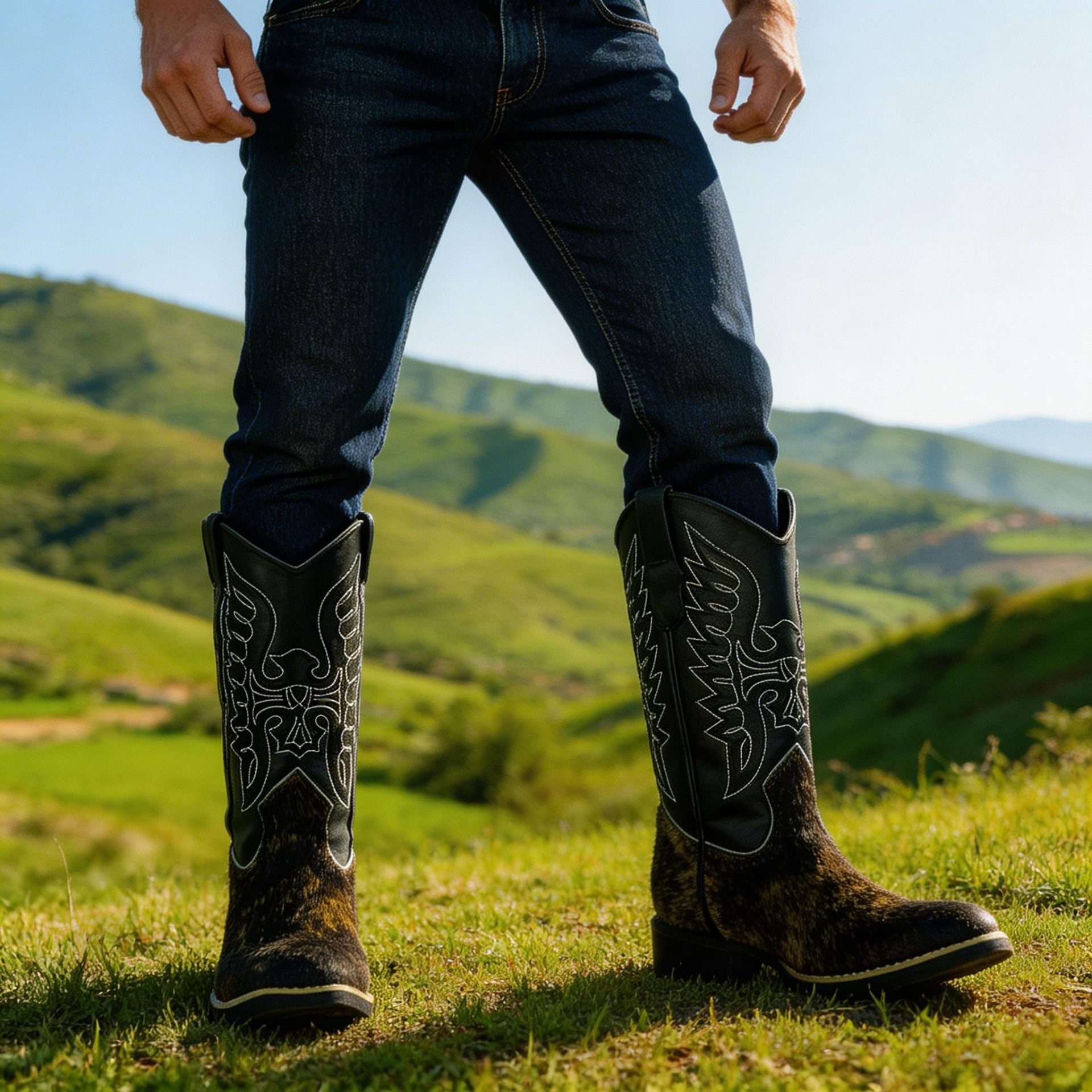 Botas Vaqueras Piel Genuina Pelo Lisa