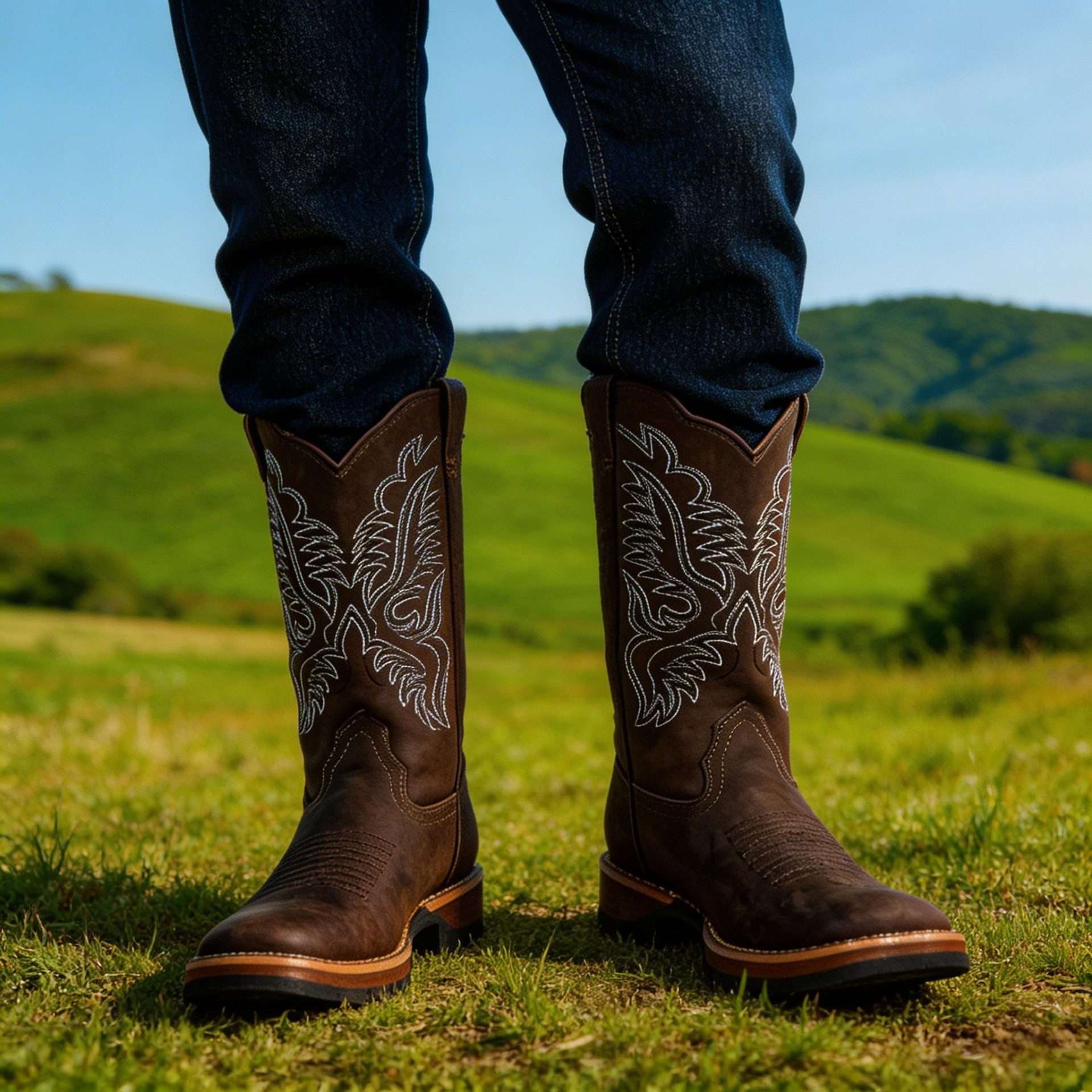 Brown Crazy Horse Leather Cowboy Boots