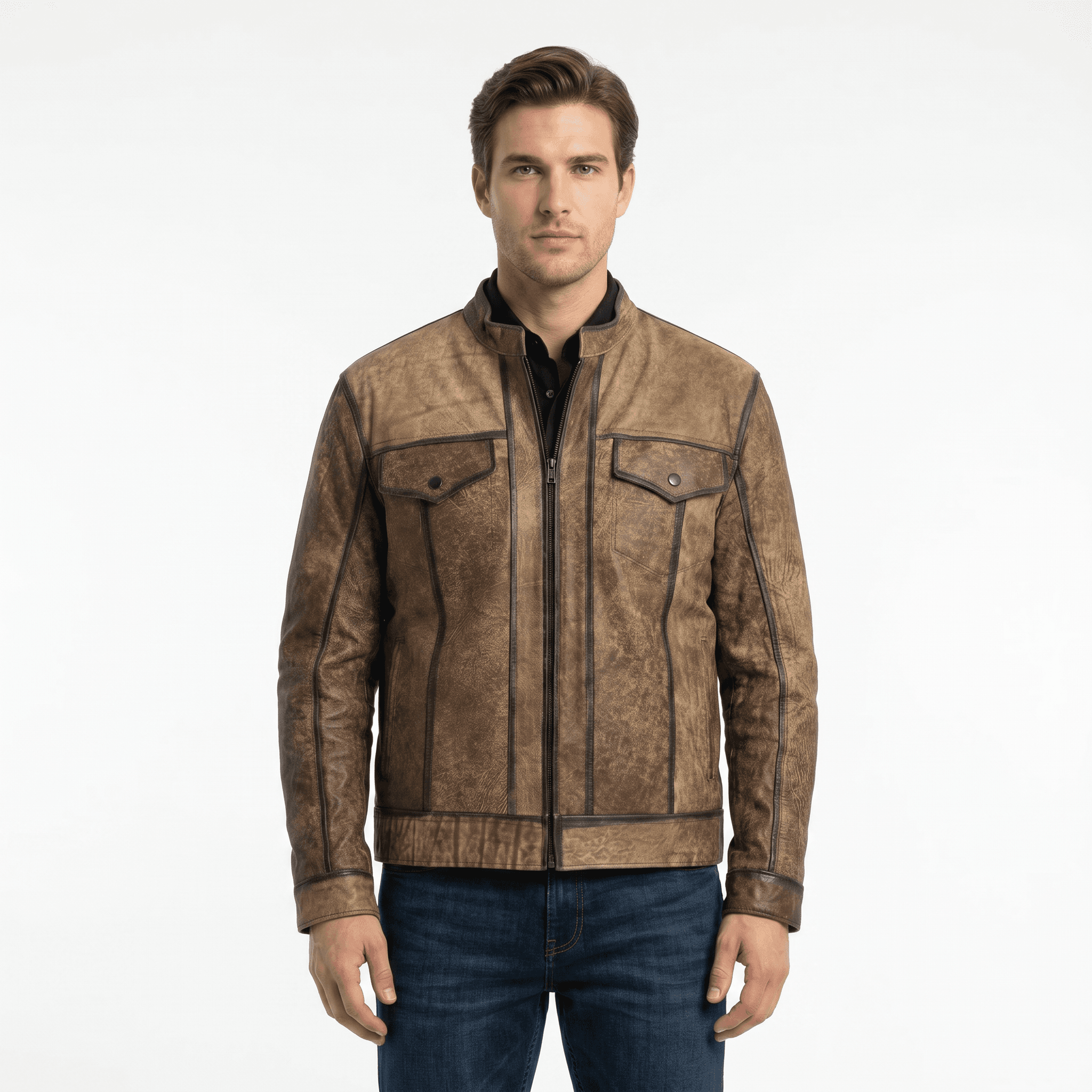 Aged Amber Leather Jacket - Alle Mexique