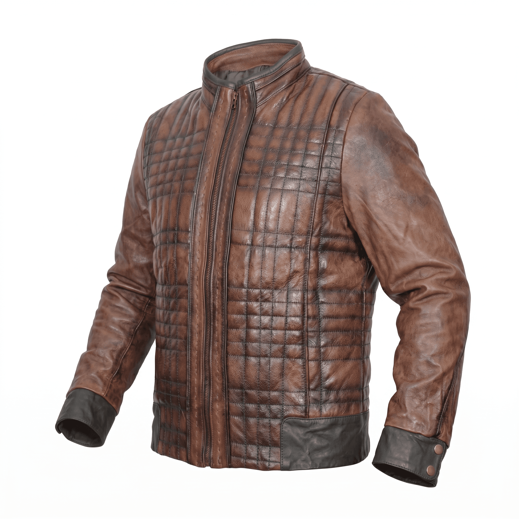 Checkered Leather Jacket - Alle Mexique
