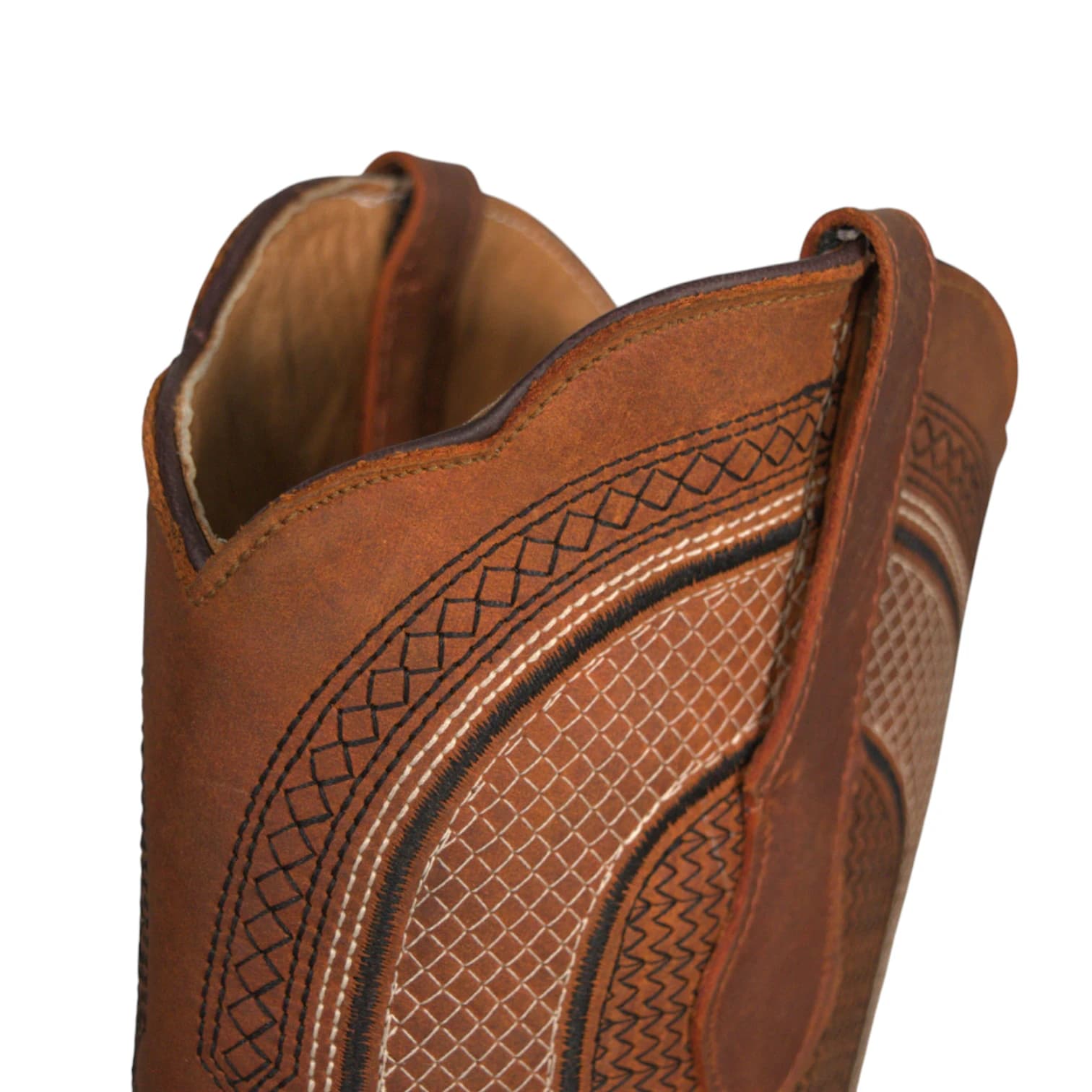 Bota Vaquera Piel Crazy con Bordado en el Tubo Estilo Western