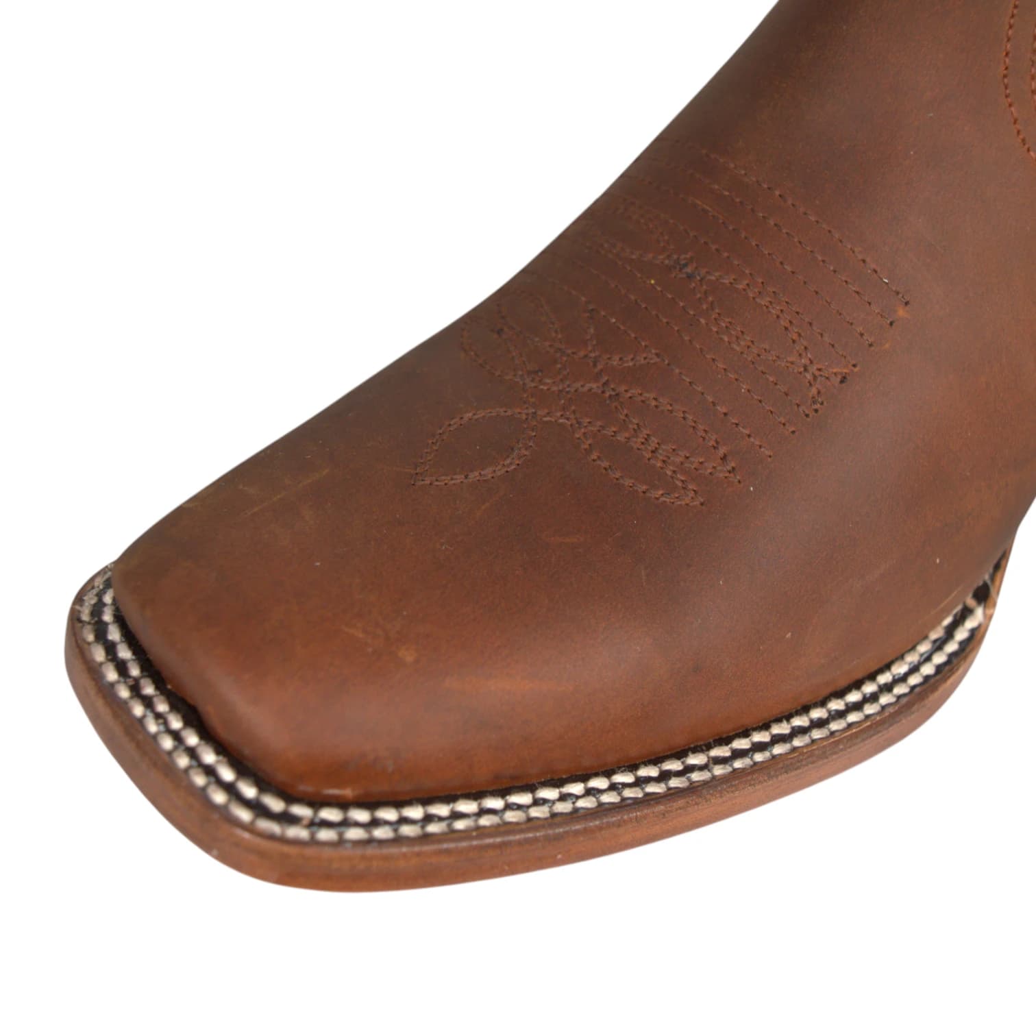 Bota Vaquera Piel Crazy con Bordado en el Tubo Estilo Western