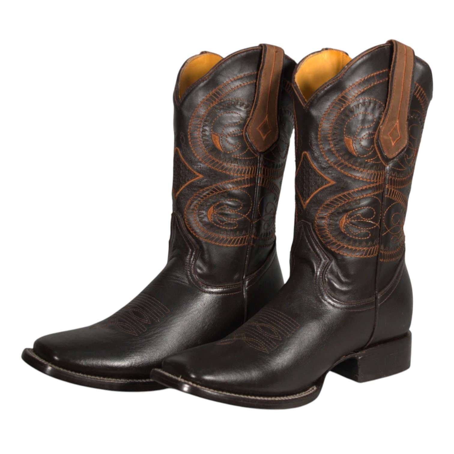 Bota Vaquera Piel de Res Estilo Western con Bordado en el Tubo