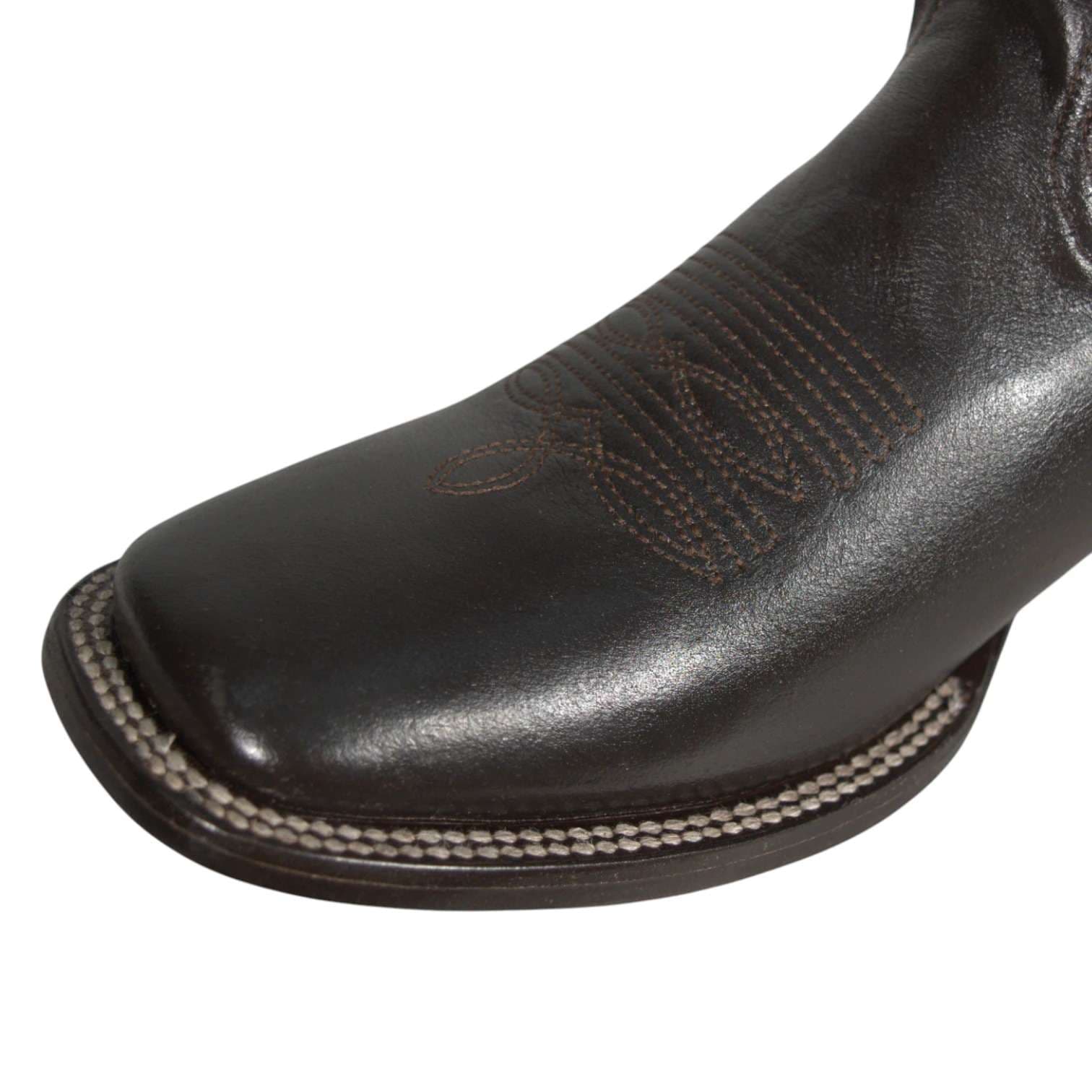 Bota Vaquera Piel de Res Estilo Western con Bordado en el Tubo