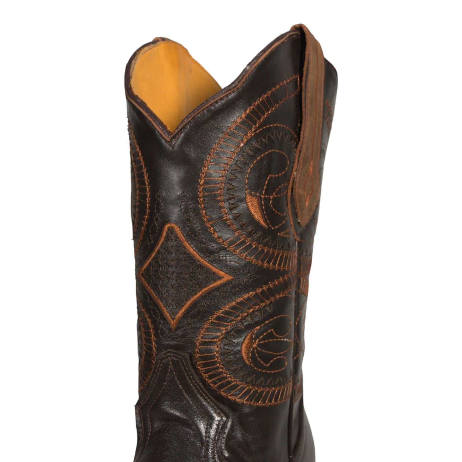 Bota Vaquera Piel de Res Estilo Western con Bordado en el Tubo