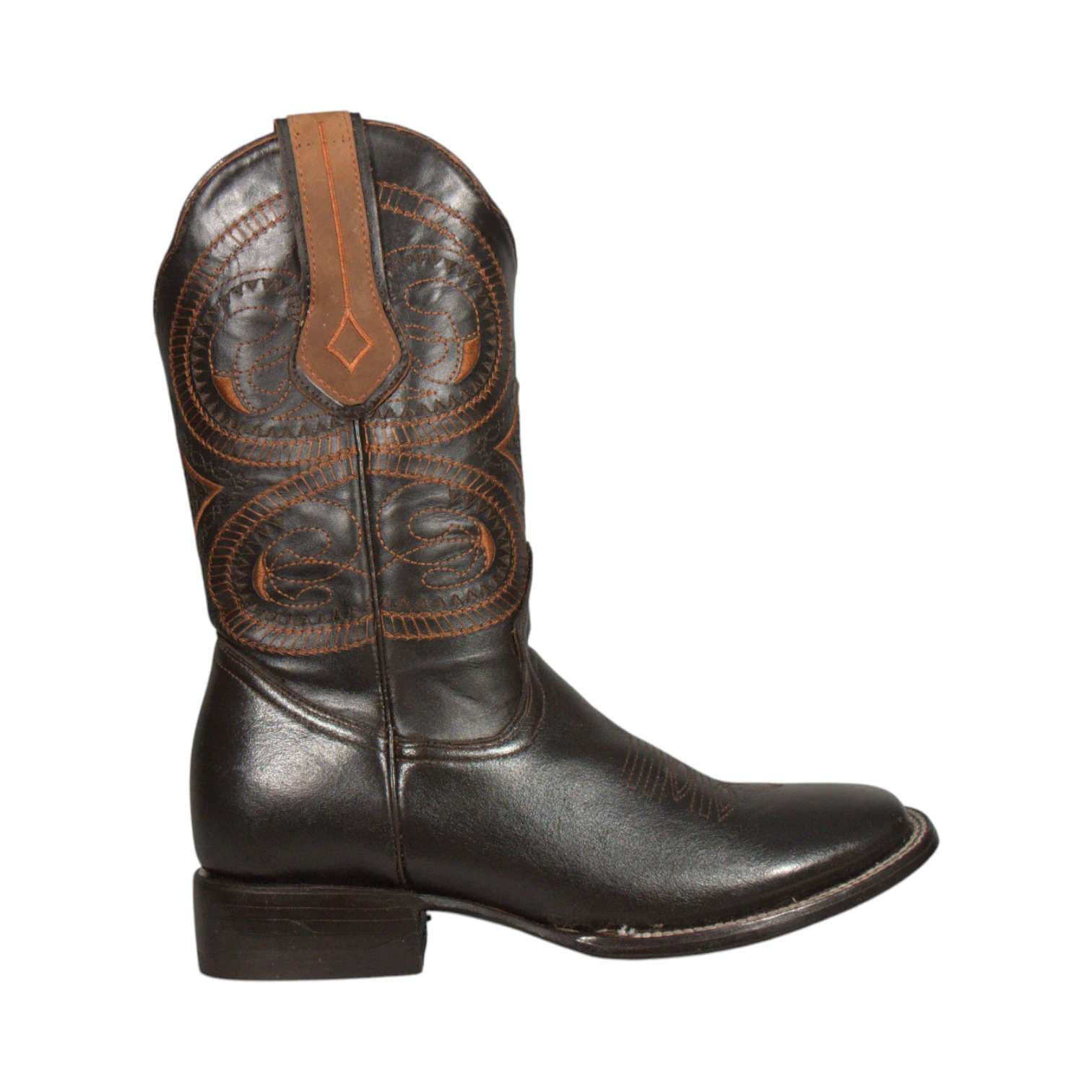 Bota Vaquera Piel de Res Estilo Western con Bordado en el Tubo