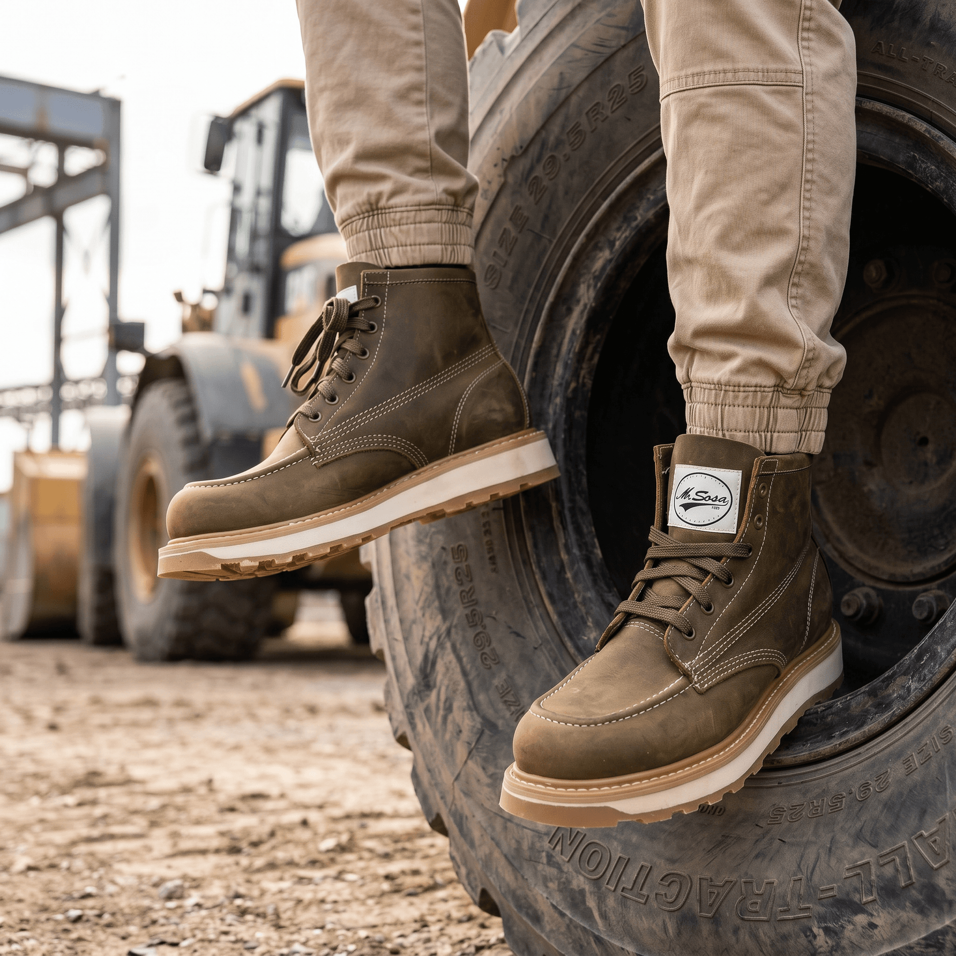 Mr. Sosa Underground Green leather work boots