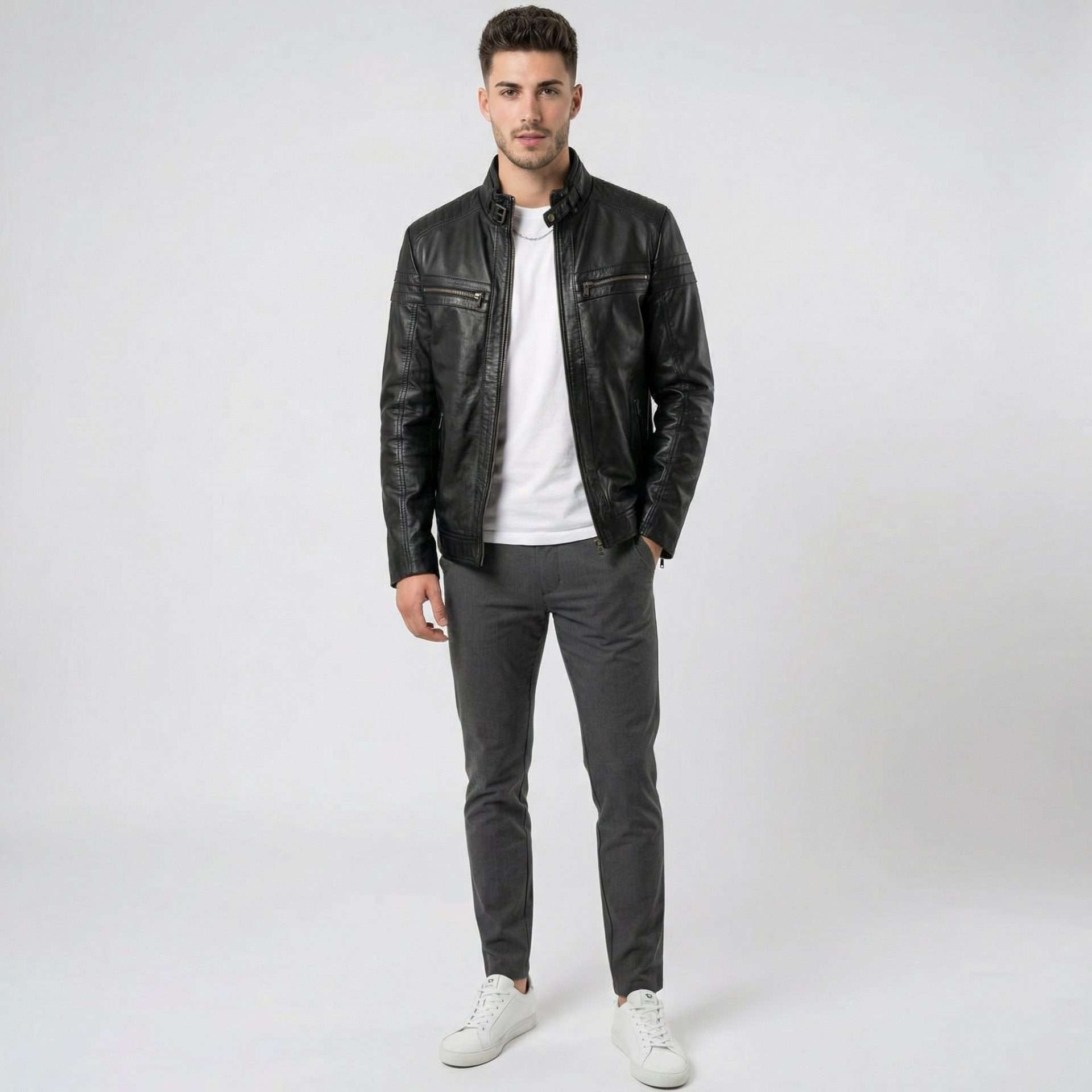 Chamarra de Piel Biker