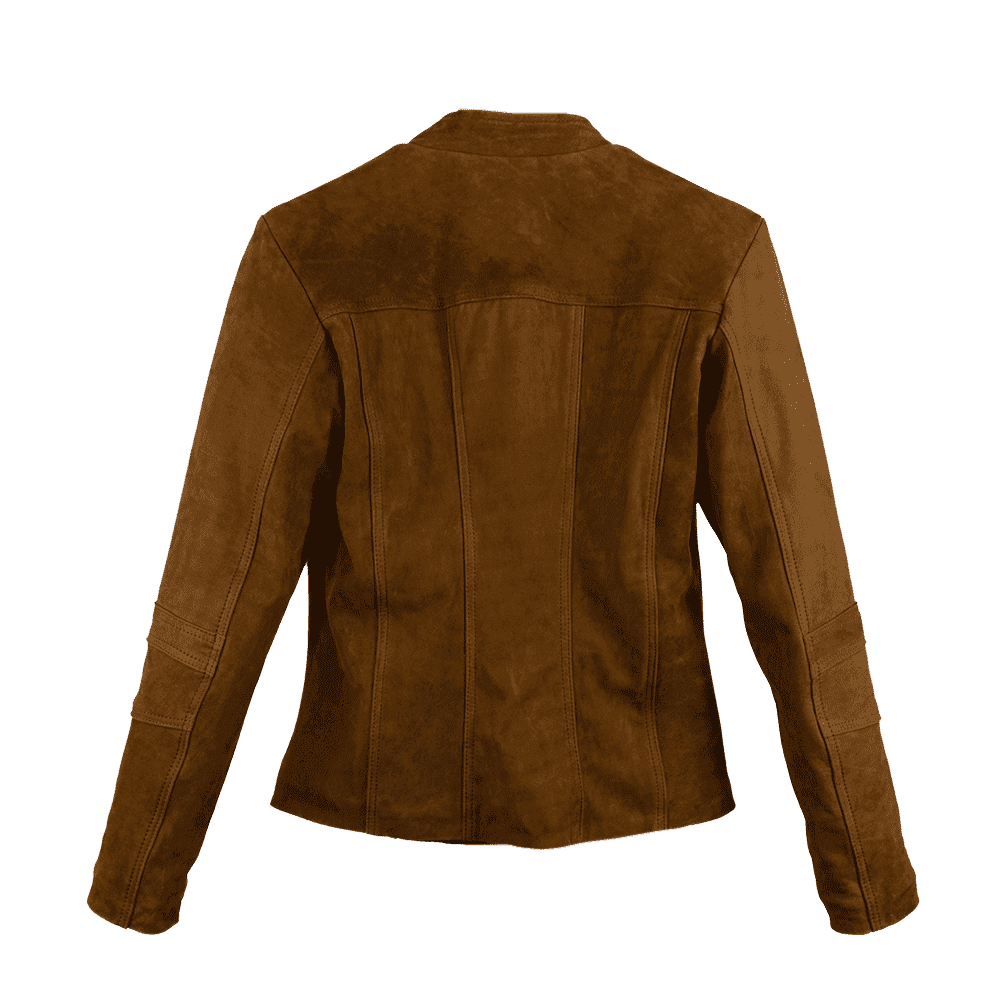 Chamarra café con detalles artesanales