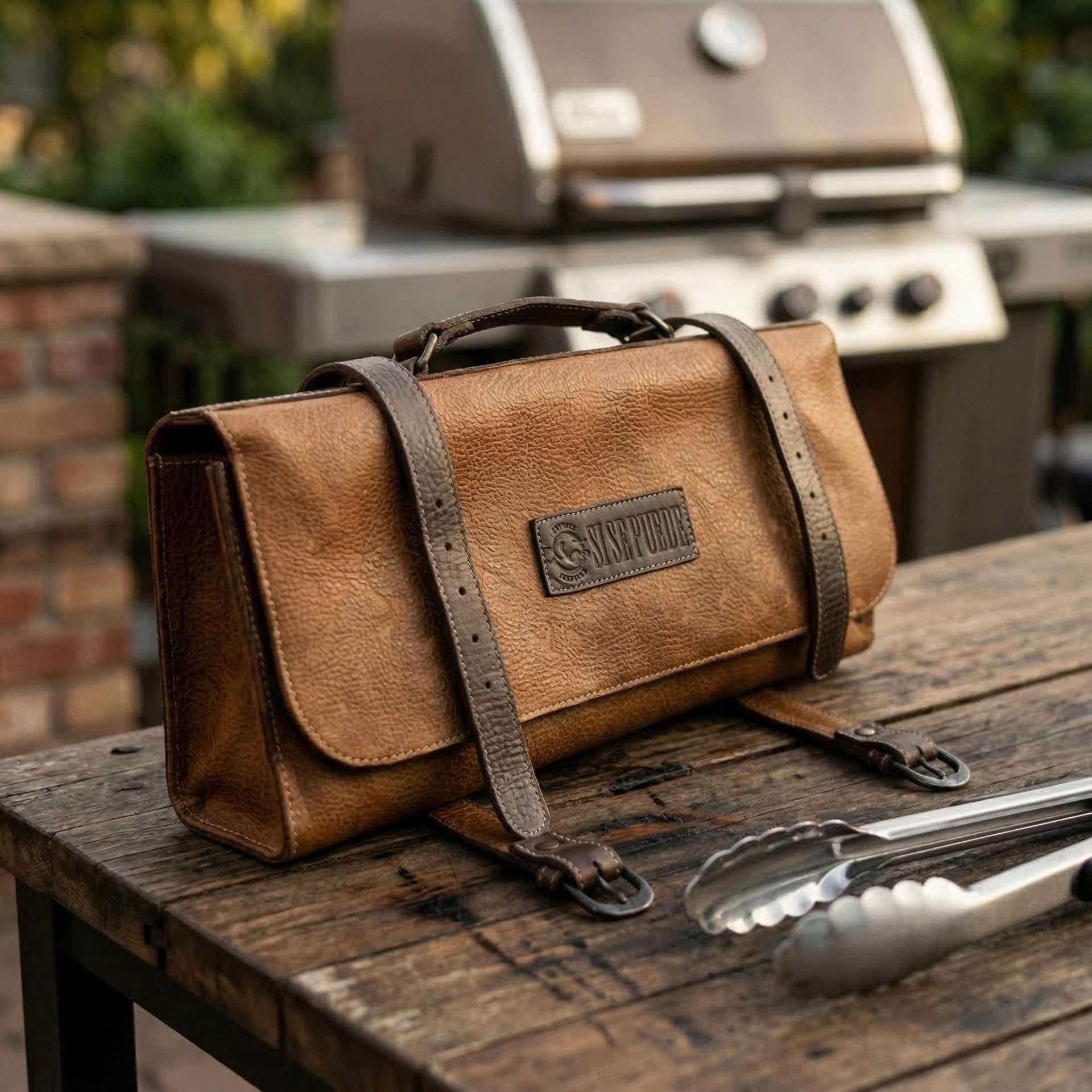 Estuche para Cuchillos de Piel Artesanal Color Café