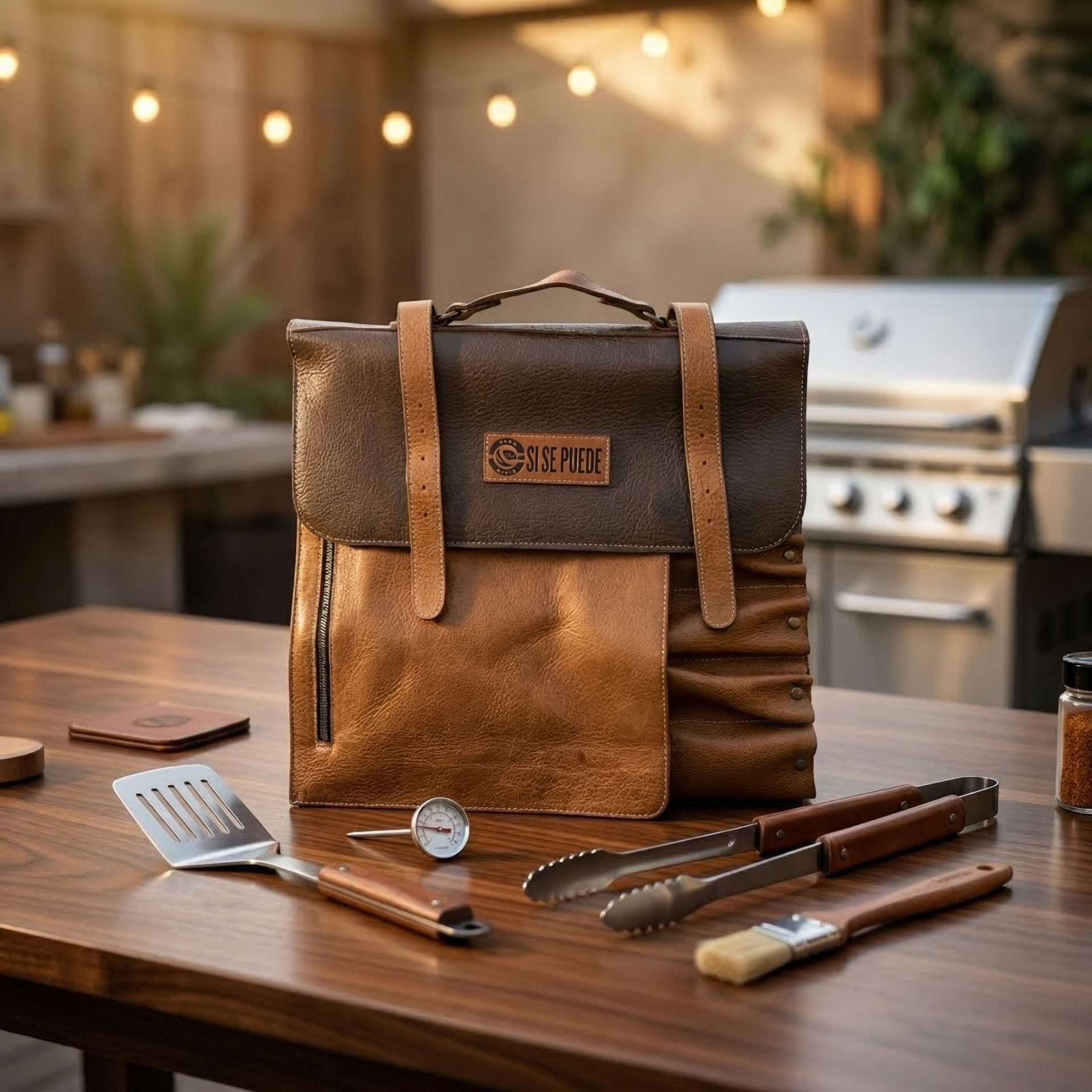 Estuche para Cuchillos de Piel Artesanal Color Café