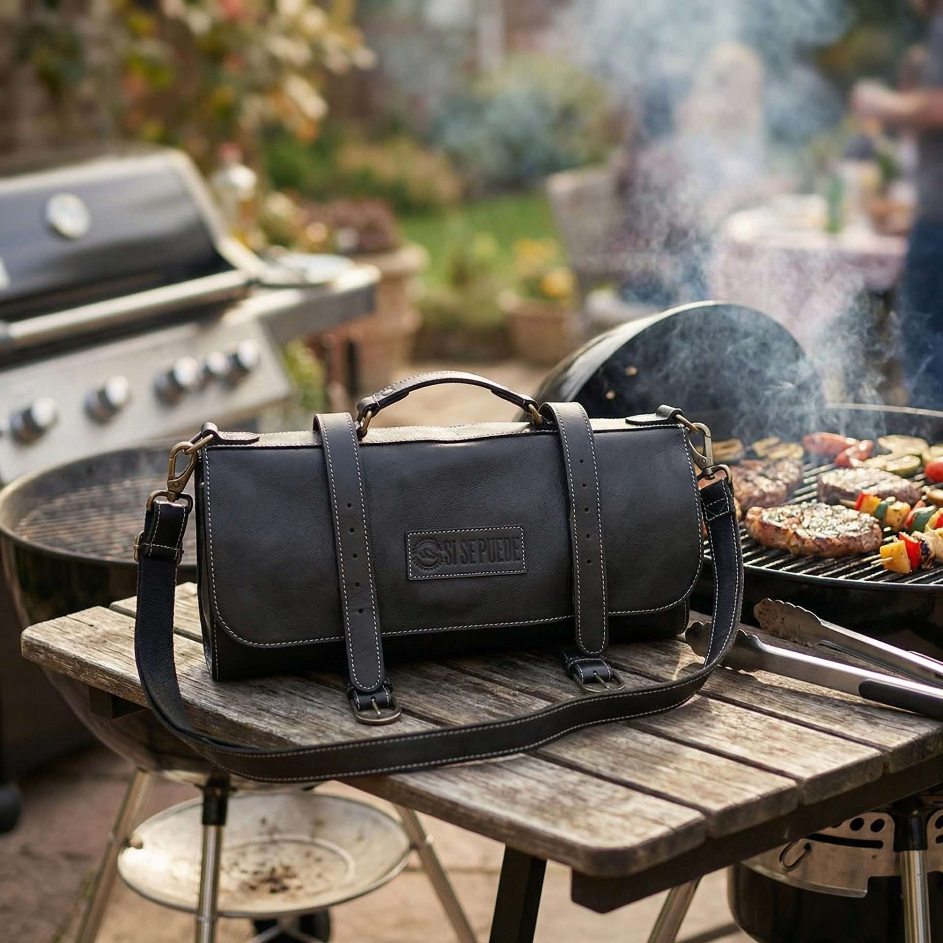 Estuche para Cuchillos de Piel Artesanal Color Negro