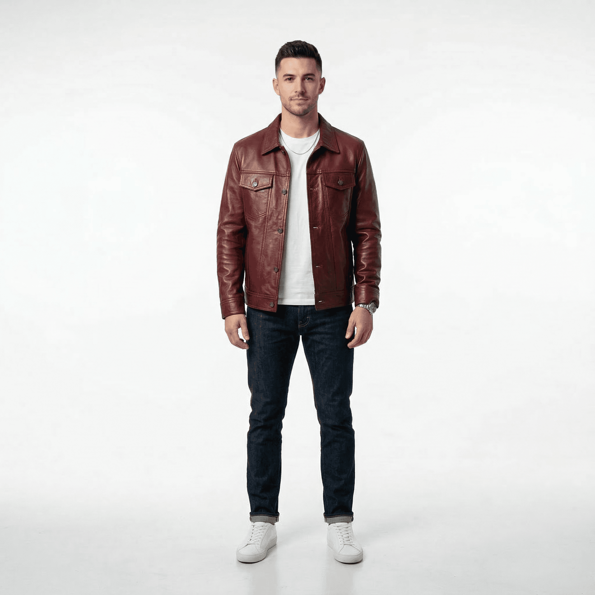 Chamarra de Piel Color Vino San Francisco