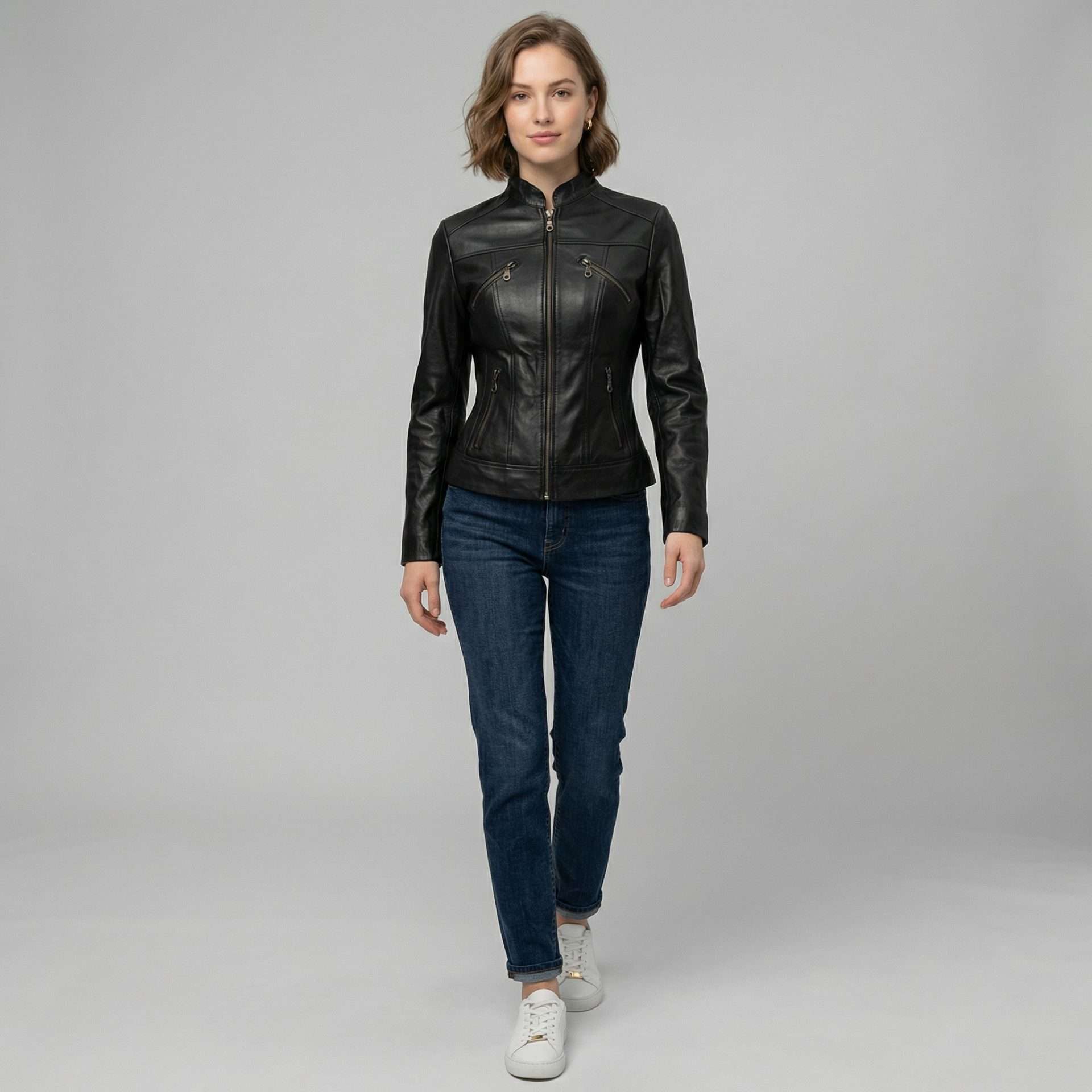 Chamarra de Piel Negra Classic