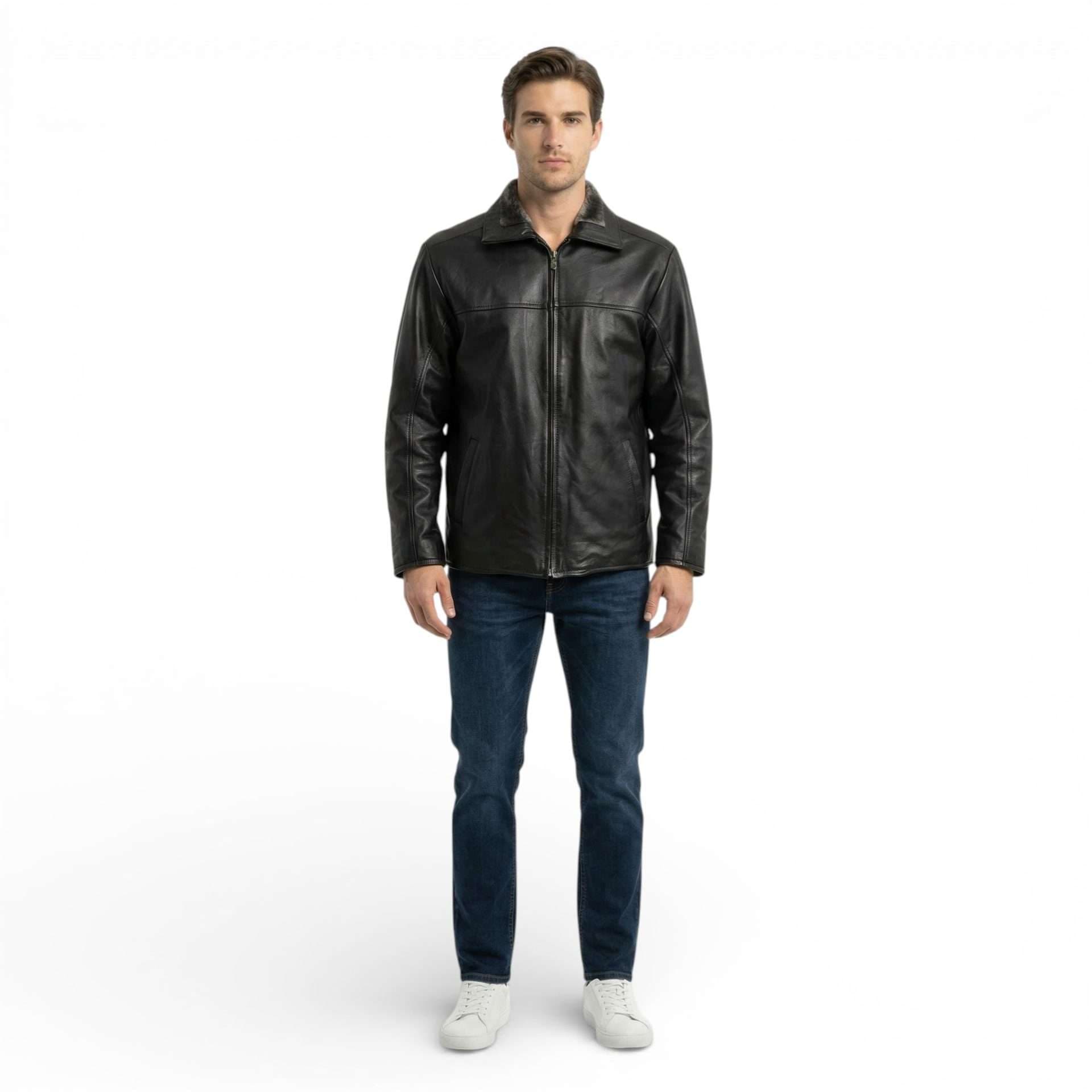 Chamarra de Piel Negra Marcos