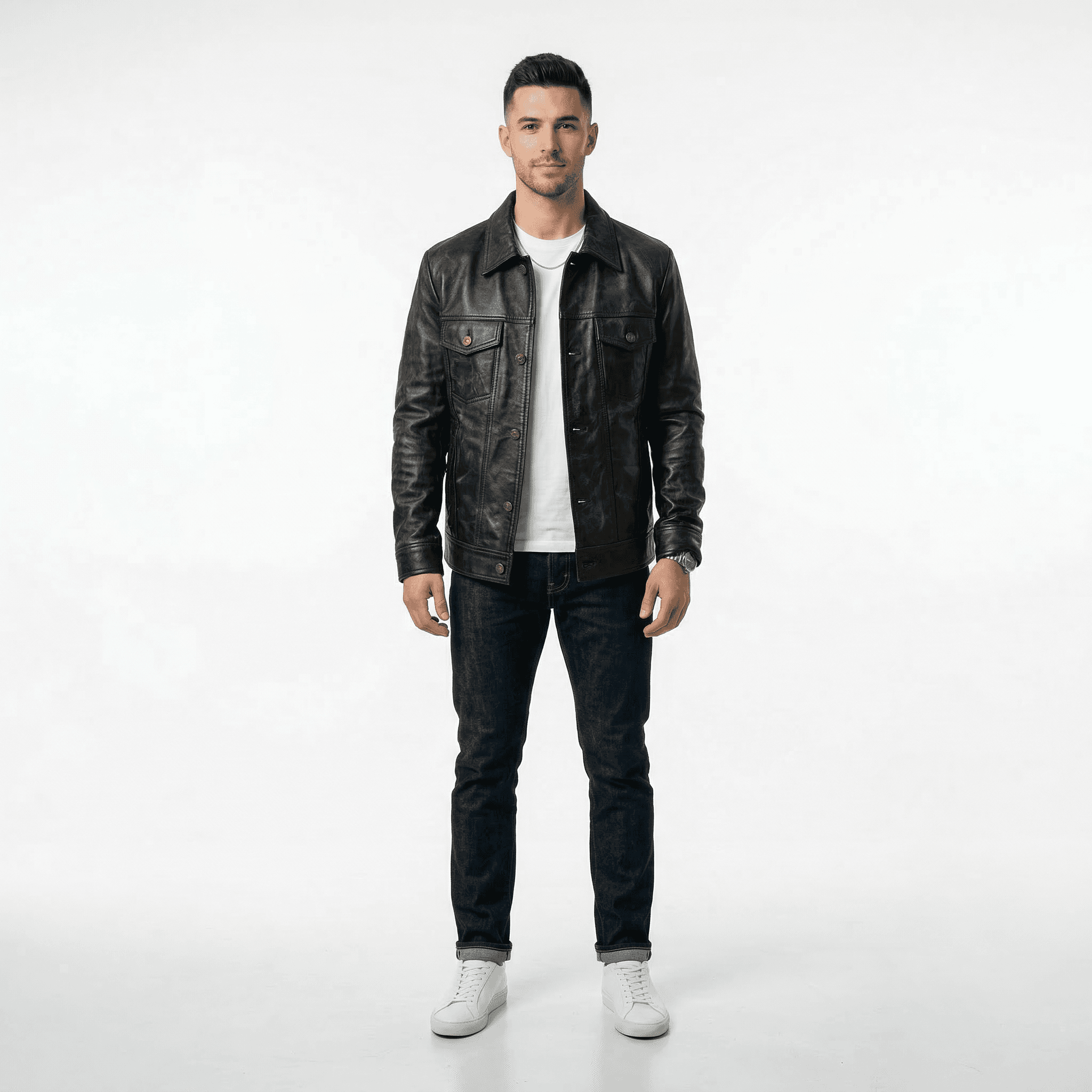 Chamarra de Piel Negra San Francisco