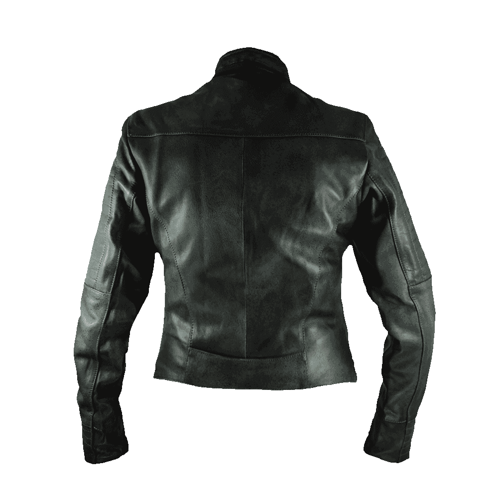 Chamarra de piel color verde