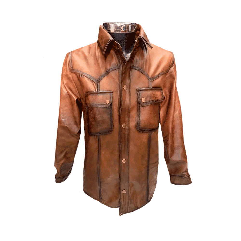 Chamarra para caballero 100% de piel de borrego, color café sombreada con detallas únicos que resaltan la gran calidad y mano de obra de su próxima chamarra