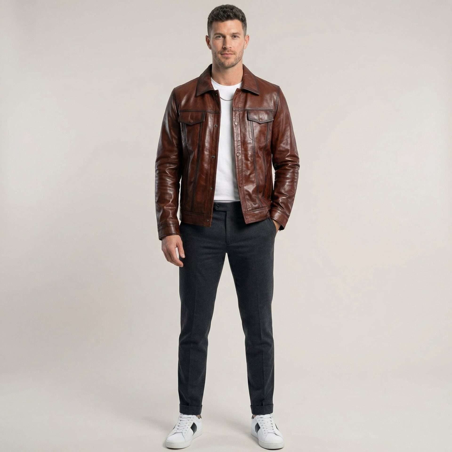 Chamarra de Piel San Francisco Sombreada