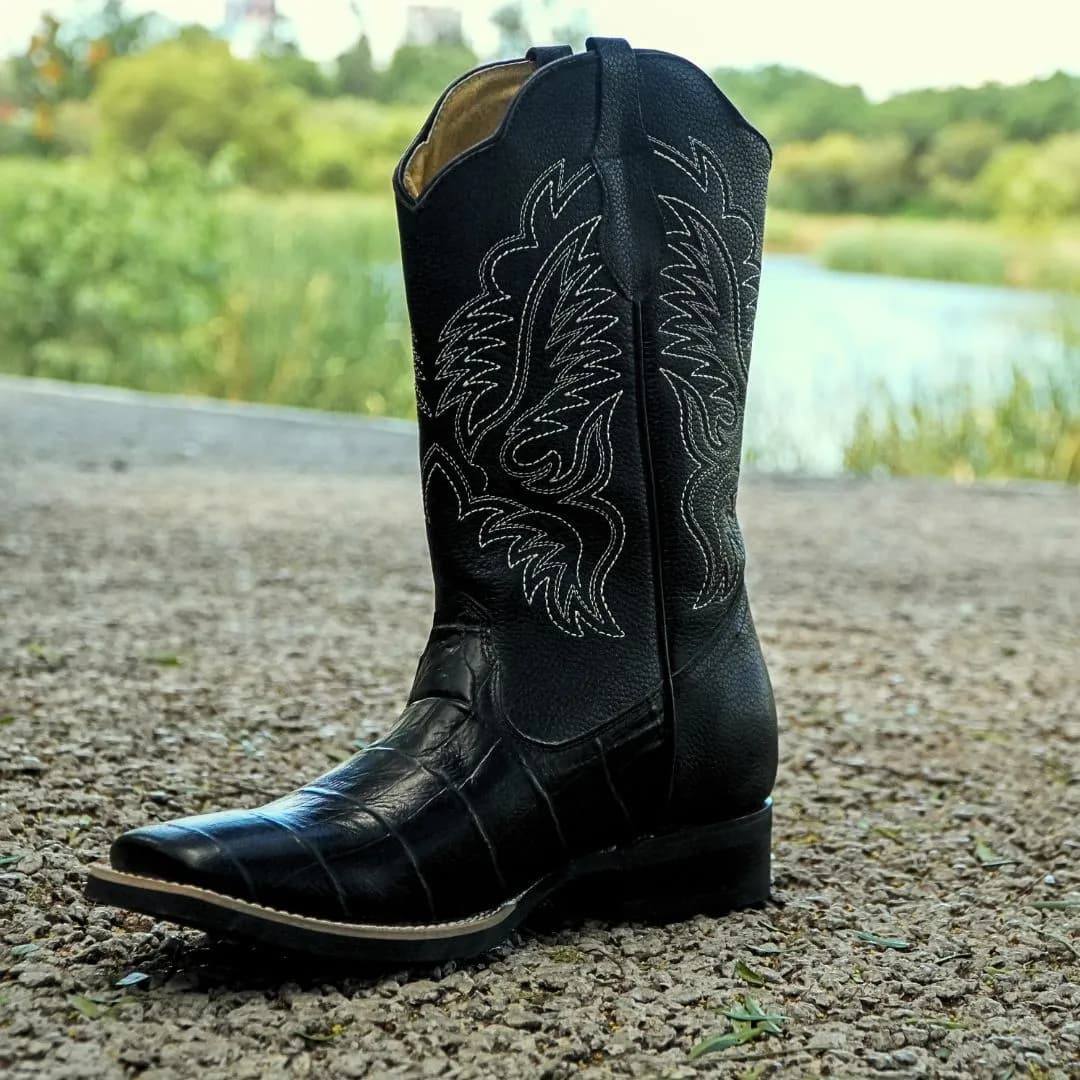 bota vaquera para hombre piel genuina de res