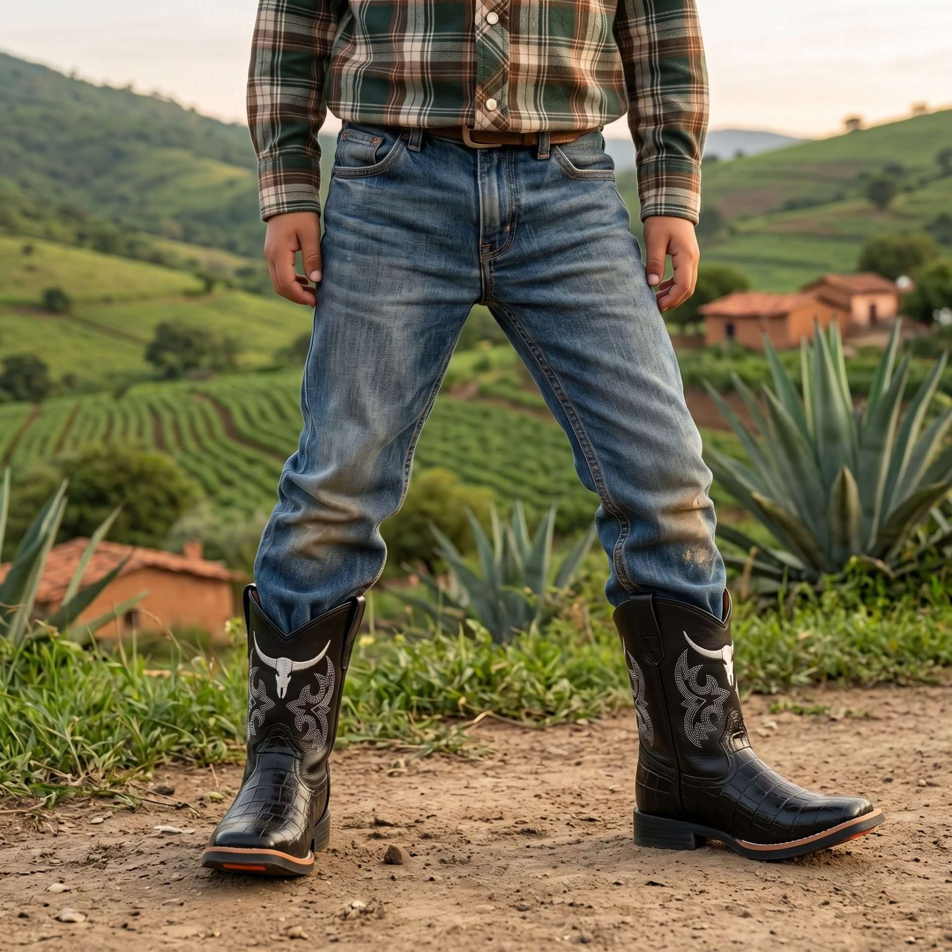 Kids' Black Floter Crocodile Cowboy Boots II