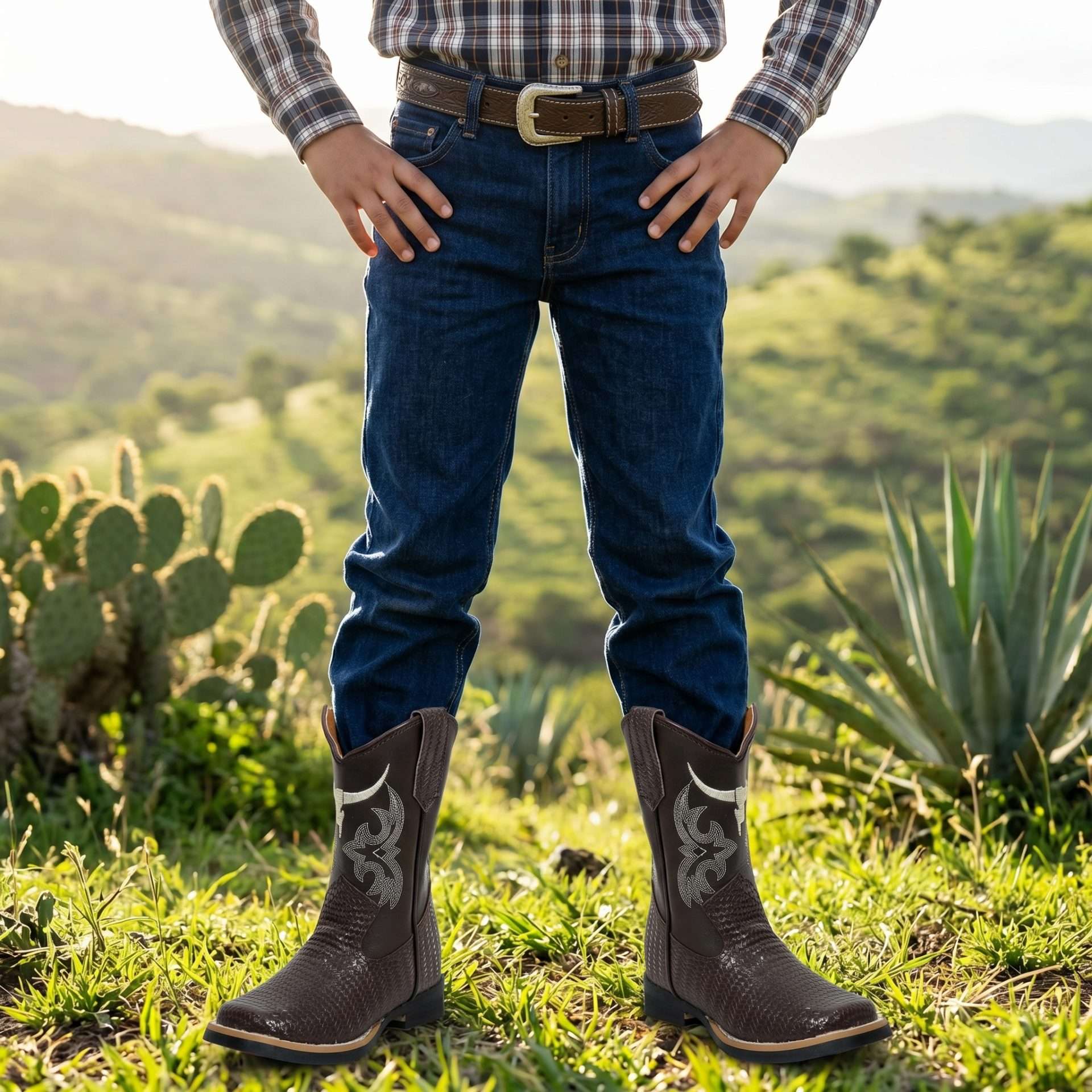 Botas Vaqueras Para Niño Petatillo Café